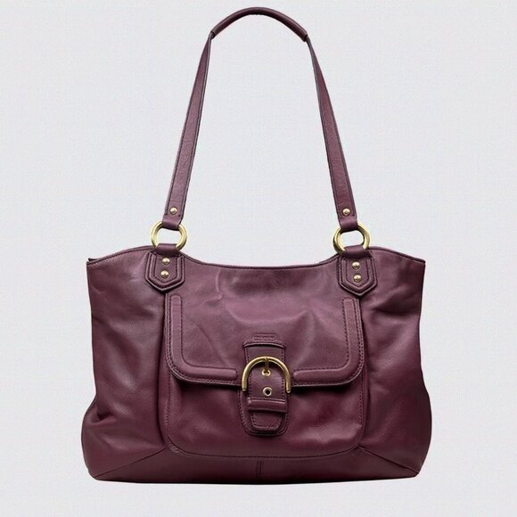 Coach Campbell Belle Leather Carryall Bag – Deep Bordeaux Oxblood F24961 - Picture 1 of 12